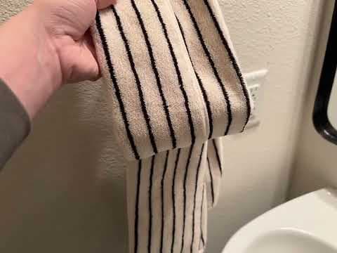 Jacquotha Black and White Striped Hand Towels #bathroom #towels