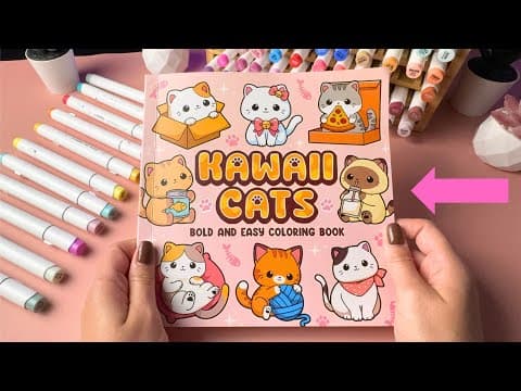 ASMR Coloring Book Ohuhu Markers | Kawaii Cats vol. 1 | Satisfying & Relaxing Book