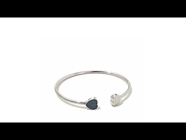 0.15ctw Blue Diamond "Heart" Sterling Silver Bracelet