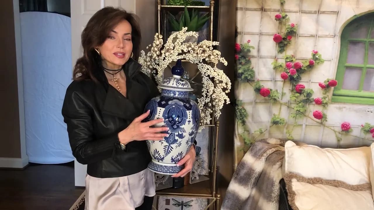 Grand Blue & White Porcelain Ginger Jar