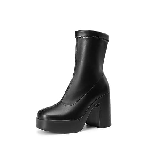 DREAM PAIRS Women's Gogo Ankle Boots Platform Shoes,Black,6