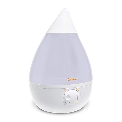 Crane White Drop Ultrasonic Cool Mist Teardrop Humidifier, 1 Gallon Tank, Baby Humidifier for Nursery, Bedroom, Plants, Office, Adjustable Mist Levels - image 1 of 1