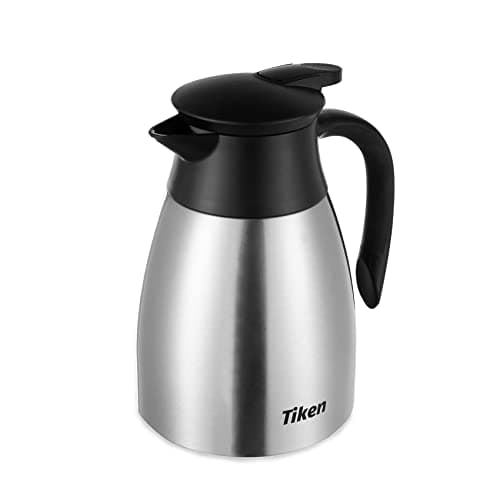 Tiken 34 Oz Thermal Coffee Carafe, Stainless Steel Insulated Vacuum Coffee Carafes For Keeping Hot, 1 Liter Beverage Dispenser (Silver) - image 1 of 1