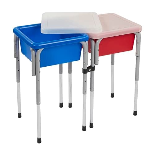 ECR4Kids 2-Station Sand and Water Adjustable Play Table, Sensory Bins, Blue/Red - image 1 of 1