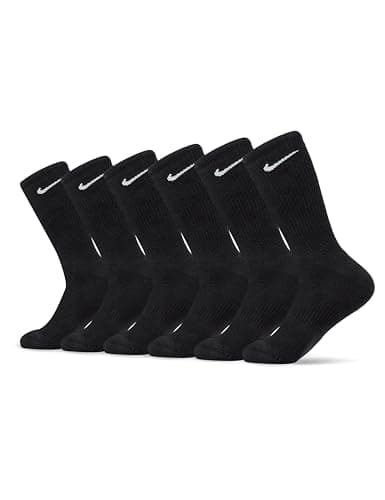 Nike Unisex Everyday Cushioned Training Crew Socks (6 Pairs), Black/White, Small - image 1 of 5