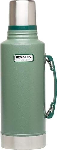 Stanley Heritage Classic Vacuum Bottle with Handle 2.0 qt | Wide Mouth with Leakproof Cup Lid | Keep Drinks Hot or Cold for Travel | Insulated Stainless Steel Thermal Bottle | Hammertone Green