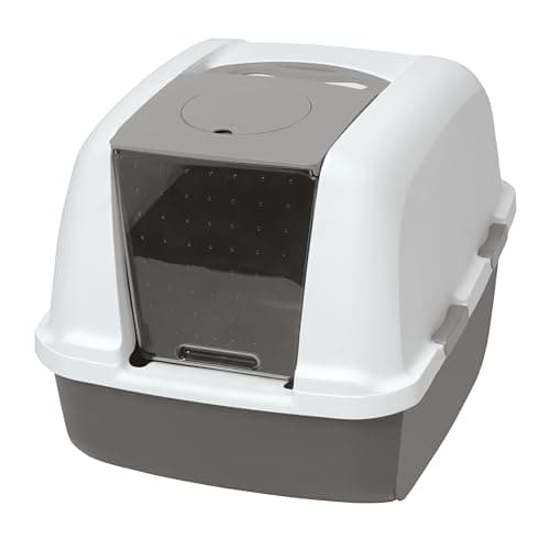 Catit Airsift Jumbo Hooded Litter Pan, Warm Gray/White - Privacy and Easy Access for Cleaning - Ideal for Larger or Multiple Cat Households - image 1 of 1