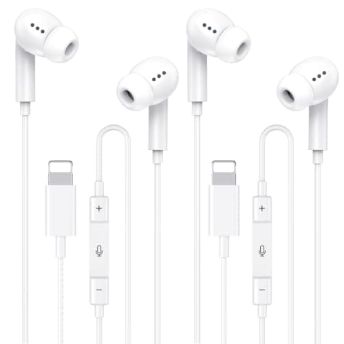[Apple MFi Certified] Wired Headphones for iPhone 14 13 12,Lightning Connector Built-in Mic& Volume Control HiFi Stereo Nosie Reduction Earphones Earbuds Compatible with iPhone 13/11/XR/XS/X/8/7(2Pcs)