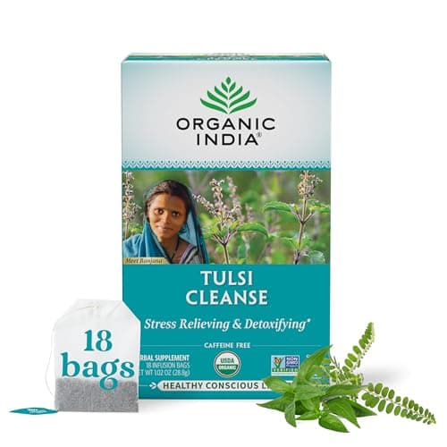 Organic India Tulsi Cleanse Herbal Tea - Holy Basil, Stress Relieving & Cleansing, Immune Support, Adaptogen, Vegan, USDA Certified Organic, Non-GMO, Caffeine-Free - 18 Infusion Bags, 1 Pack - image 1 of 1