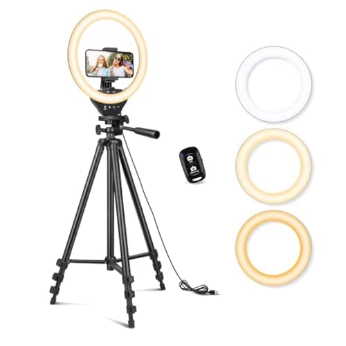 Sensyne 10'' Ring Light with 50'' Extendable Tripod Stand, LED Circle Lights with Phone Holder for Live Stream/Makeup/YouTube Video/TikTok, Compatible with All Phones - image 1 of 1