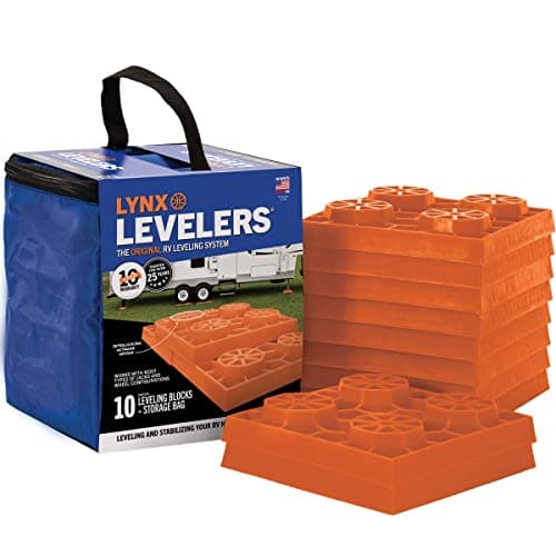 Tri-Lynx Lynx Levelers RV/Trailer/Motorhome/Vanlife interlocking Leveling Blocks with Nylon Storage Bag for most Leveling and Stabilizing functions. 10 Pack, Orange, 00015, Made in USA. - image 1 of 1