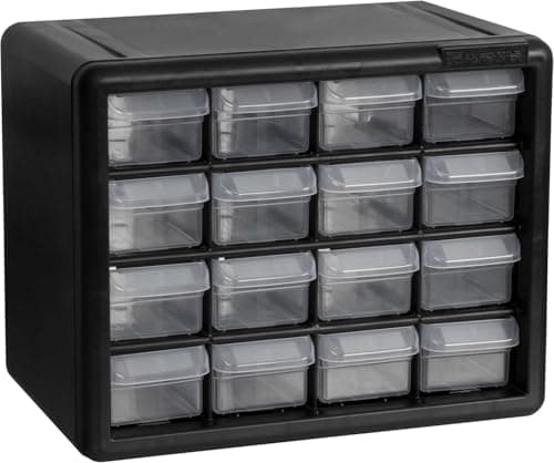 Akro-Mils 16-Drawer Plastic Drawer Storage Cabinet for Garage Organization, Beads, Makeup Organizer, Building Bricks Storage, Teacher Toolbox, 10-1/2" W x 6-1/2" D x 8-1/2" H, 10116 Black - image 1 of 1