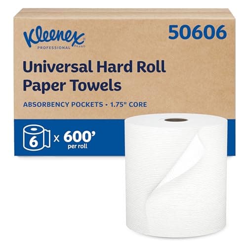 Kleenex Professional Universal Hard Roll Paper Towels, Bulk (50606), Hardwound 1.75" Core, Premium Absorbency Pockets, White (6 Rolls at 600' Each, 3,600'/Case) - image 1 of 1