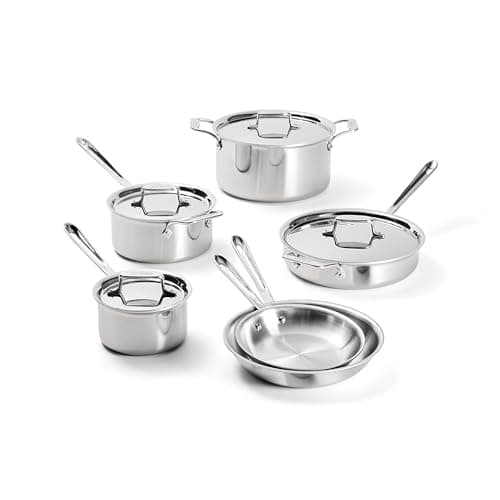 All-Clad D5® Stainless Steel Core 10 Piece Cookware Set- Made in USA- The Upgrade for Supremely Even Heat- Includes Frying Pans, Saucepan, Sautépan, Stockpot -Oven Safe & Induction Compatible - image 1 of 1