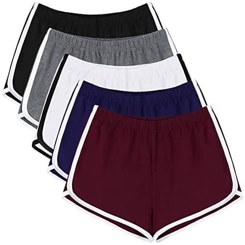 URATOT 5 Pack Womens Shorts Casual Lounge Yoga Running Dolphin Shorts | soft and breathable cotton-blend fabric, a stretchy elastic waistband versatile comfort for many occasions - image 1 of 5