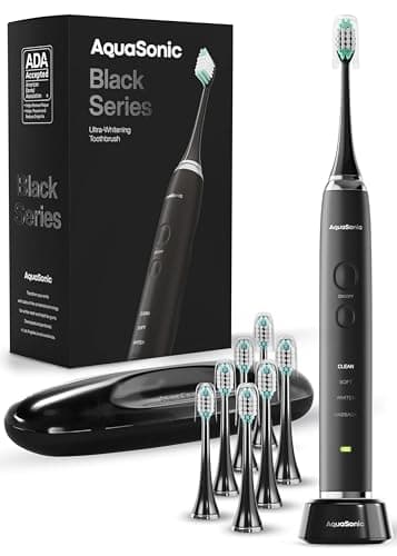 Aquasonic Black Series Ultra Whitening Toothbrush – ADA Accepted Electric Toothbrush- 8 Brush Heads & Travel Case – 40,000 VPM Electric Motor & Wireless Charging - 4 Modes w Smart Timer - image 1 of 1