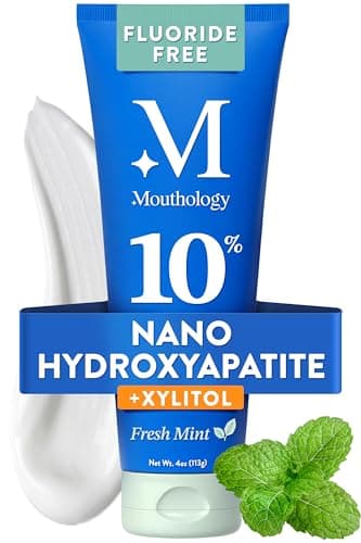 Mouthology 10% Nano Hydroxyapatite Toothpaste Fluoride Free, Whitening*, Rod Shaped nHA, Xylitol Toothpaste for Adults, Enamel Care*, Sensitive Teeth*, SLS Free, Mint 4oz (USA Made) Package May Vary - image 1 of 8