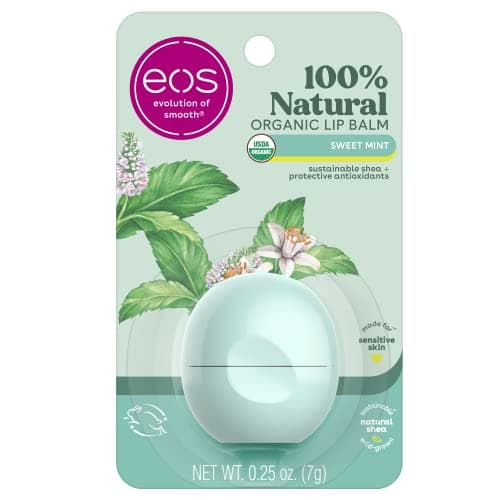 eos 100% Natural & Organic Lip Balm - Sweet Mint, All-Day Moisture, Dermatologist Recommended for Sensitive Skin Care, Lip Care Products, 0.25 oz - image 1 of 1