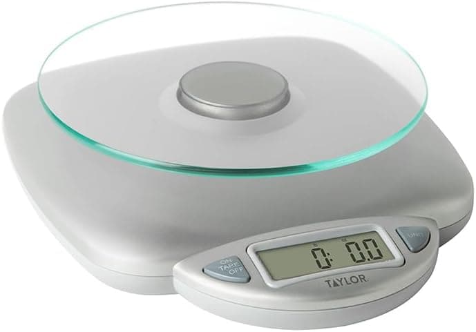 Taylor 11LB Capacity Digital Glass Top Kitchen Scale with LCD Display, Weight in Grams and Ounces for Baking, Cooking, and Meal Prep, Silver - image 1 of 1