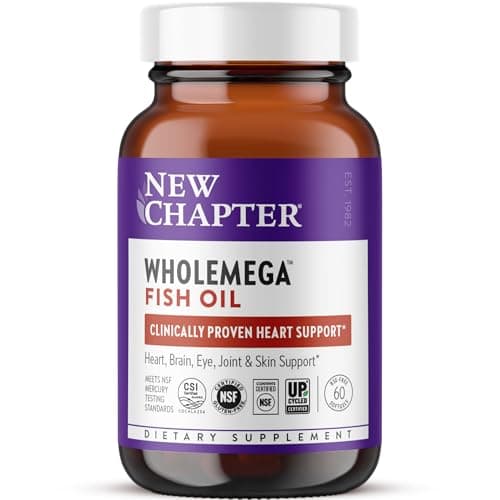 New Chapter Wholemega Fish Oil Supplement - 2000mg per Serving, Clinically Proven Wild Alaskan Salmon Oil with Omega-3 + Vitamin D3 + Astaxanthin, 60 Softgels - image 1 of 1