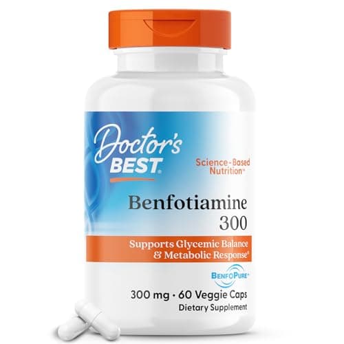 Doctor's Best Benfotiamine 300 with BenfoPure, Helps Maintain Healthy Glucose Metabolism, Non-GMO, Vegan, Gluten Free, Soy Free, 300 mg, 60 Veggie Caps - image 1 of 1