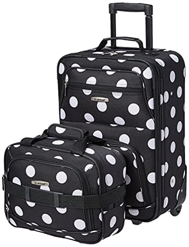 Rockland Fashion Softside Upright Luggage Set,Expandable, Telescopic Handle, Wheel, Black Dot, 2-Piece (14/19) - image 1 of 1