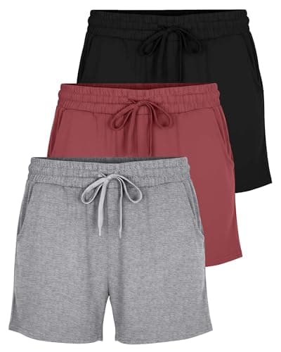 3 Pack Women's Lounge Shorts Athletic Running Workout Gym Hiking Pockets | Available In Plus Size, Stretchy, Comfy, High Waisted, Drawstring, Sweat, Casual, Summer, Beach, Pajama, Sleep, Exercise - image 1 of 6