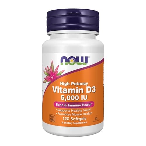 NOW Foods Supplements, Vitamin D-3 5,000 IU, High Potency, Structural Support*, 120 Softgels - image 1 of 1