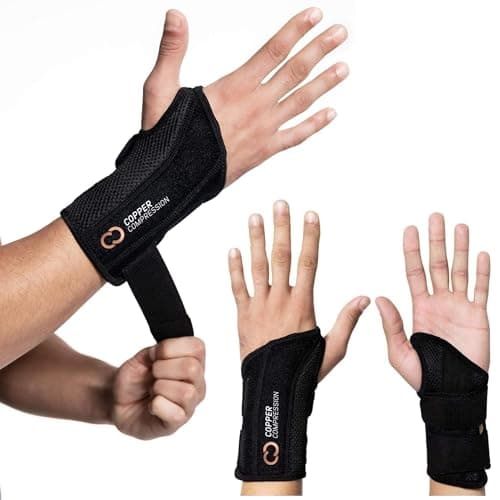 Copper Compression Advanced Wrist Brace - Copper Infused Adjustable Orthopedic Support Splint for Pain, Carpal Tunnel, Arthritis, Tennis Elbow, Tendinitis, RSI, Ganglion Cyst for Men Women Right S/M - image 1 of 1