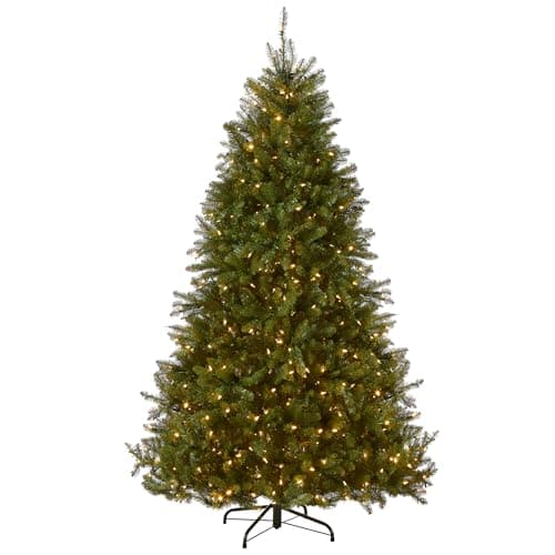 National Tree Company 7.5ft Pre-Lit Dunhill Fir Artificial Christmas Tree | 700 LED Lights, 10 Light Functions, 2,514 Tips, Foot Pedal, Includes Stand, Green - image 1 of 12