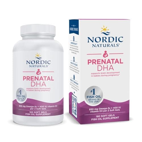 Nordic Naturals Prenatal DHA, Unflavored - 180 Soft Gels - 830 mg Omega-3 + 400 IU Vitamin D3 - Supports Brain Development in Babies During Pregnancy & Lactation - Non-GMO - 90 Servings - image 1 of 1