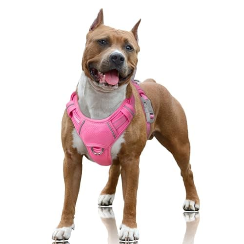 BARKBAY No Pull Dog Harness Large Reflective Dog Harness with Front Clip and Easy Control Handle for Walking Training Running with ID tag Pocket(Pink,L) - image 1 of 1