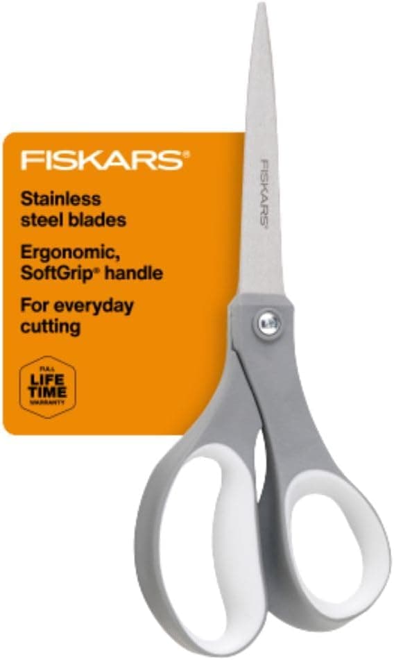 Fiskars All Purpose Scissors, High Performance Cutting, Stainless Steel Blades, Ergonomic and Comfort Handles, Perfect for Arts and Crafts and the Office, Scissors for Office - image 1 of 1