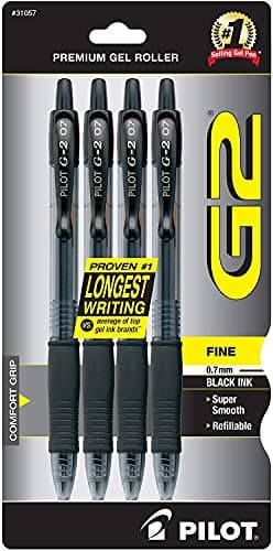 Pilot G2 Premium Gel Roller Pens 0.7, Fine Point Smooth Writing Pens Black, Pack of 4 - image 1 of 1