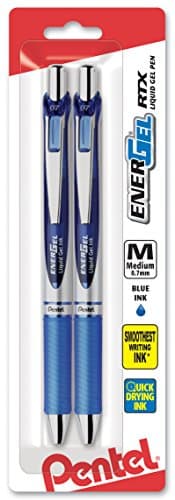 Pentel EnerGel Deluxe RTX Retractable Liquid Gel Pen, 0.7mm, Metal Tip, Blue Ink, 2 Pack (BL77BP2C) - image 1 of 1