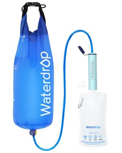 Waterdrop Gravity Water Filter Straw, Camping Water Filtration System, Water Purifier Survival for Travel, Backpacking and Emergency Preparedness, 1.5 gal Bag, 0.1 Micron, Light Blue - image 1 of 1