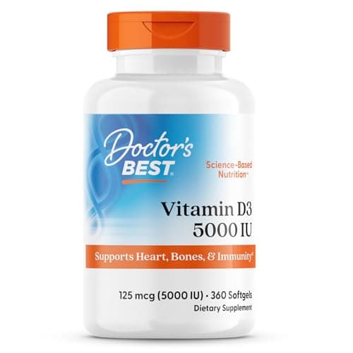 Doctor's Best Vitamin D3 5000 IU Softgels for Men & Women - Vitamin D Supplement for Immune System & Heart Health Support, 125 mcg per Serving, VIT D 3, Non GMO, Gluten Free, Soy Free - 360 Softgels - image 1 of 1