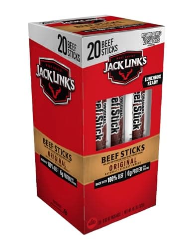 Jack Link's Beef Sticks, Original - Protein Snack, Meat Stick with 6g of Protein, Meat Snack Sticks Made with 100% Beef, Keto Friendly, Individually Wrapped - 0.92 Oz. (20 Count) - image 1 of 1