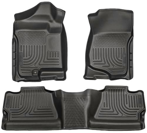 Husky Liners Weatherbeater Floor Mats | Fits 2007 - 2013 Chevrolet Silverado & GMC Sierra 1500; 2007-2014 Silverado/Sierra 2500/3500 Crew Cab (Footwell Coverage) | Front & 2nd Row, 3-pc Black - 98201 - image 1 of 1