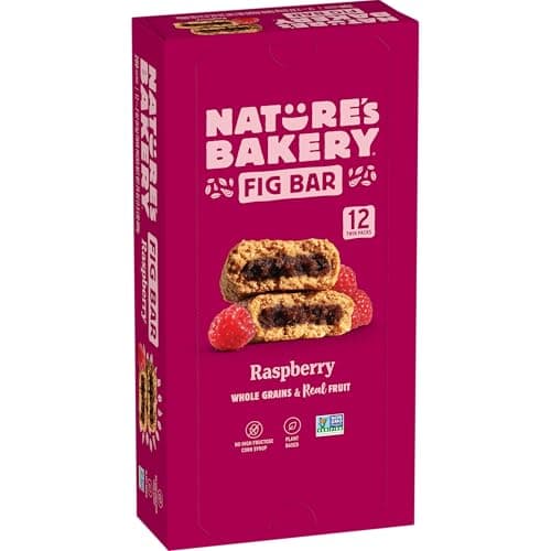 Nature’s Bakery Whole Wheat Fig Bars, Raspberry, Real Fruit, Vegan, Non-GMO, Snack bar, 1 box with 12 twin packs (12 twin packs) - image 1 of 1