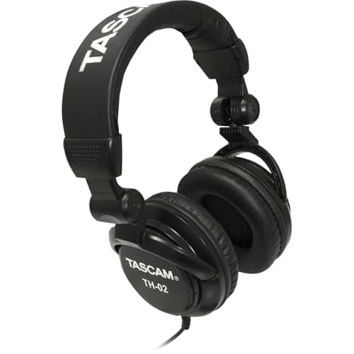 TASCAM TH-02 Professional Studio Monitor Headphones, Wired, Over Ear — for Recording, Podcast, DJ, Music and Guitar, with 1/4 Inch Jack Adapter - image 1 of 1
