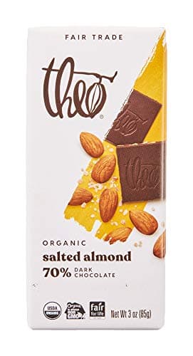Theo Salted Almond Organic Dark Chocolate Bar, 70% Cacao, 1 Bar | Vegan, Fair Trade - image 1 of 1