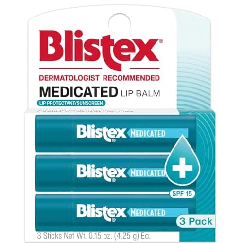Blistex Medicated Lip Balm, 0.15 Ounce, 3 Count (Pack of 1) Prevent Dryness & Chapping, SPF 15 Sun Protection, Seals in Moisture, Hydrating Lip Balm, Easy Glide Formula for Full Coverage - image 1 of 1
