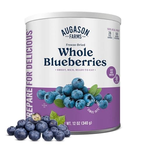 Augason Farms Freeze-Dried Whole Blueberries Emergency Food Supply, 26 Servings, 30 Year Shelf Life, Great for Cooking, Baking, and Snacks - Dehydrated Meals, Survival Food Camping Essentials Can - image 1 of 1