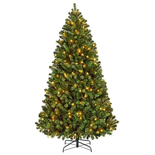 Yaheetech 6ft Pre-lit Christmas Tree with 300 Warm White Lights, Green | Prelighted Spruce Christmas Tree for Home Party Decoration with 300 Warm White Lights and 818 Branch Tips, Foldable Stand. - image 1 of 9
