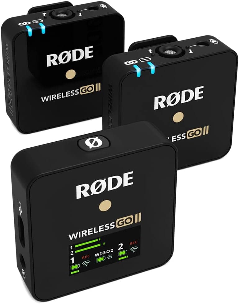 RØDE Wireless GO II Ultra-compact Dual-channel Wireless Microphone System with Built-in Microphones, On-board Recording and 200m Range for Filmmaking, Interviews and Content Creation - image 1 of 1