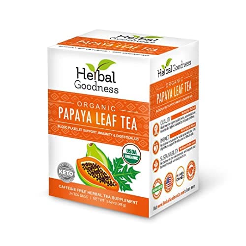 Organic Papaya Leaf Extract Tea For Platelets 24bags - Papaya Enzymes Natural Blood Platelet Tea - For Immune Gut & Digestive Health - Made in the USA - image 1 of 1