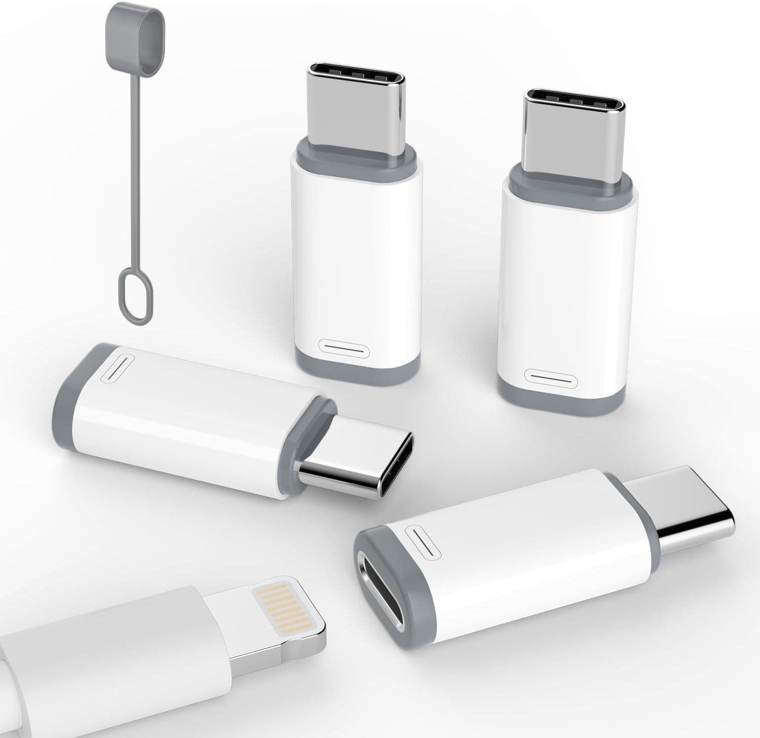 4 Pack Lightning to USB C Adapter for iPhone 15/16 Pro/16 Pro Max/Plus,Samsung S24,iPad Air,Nintendo Switch,Fast Charging&Data Transfer (Lightning to USB C Adapter) - image 1 of 1