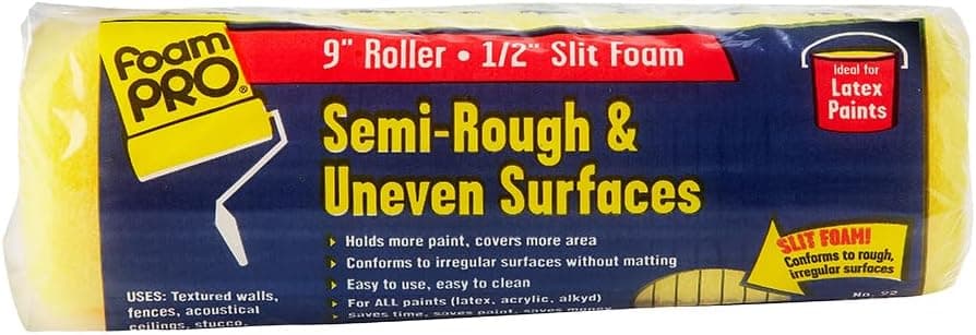FoamPro 22 High Capacity Slit-Foam Paint Roller Cover for Semi-Rough & Uneven Surfaces - for Acoustical Ceilings, Textured Walls & Fences, Pavers - 9" x 1/2" Nap - image 1 of 1