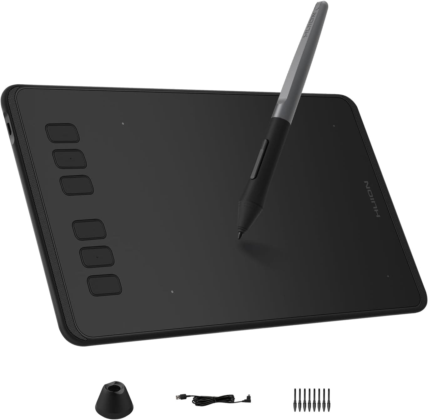 HUION Inspiroy H640P Drawing Tablet, 6x4 inch Digital Art with Battery-Free Stylus, 8192 Pen Pressure, 6 Hot Keys, Graphics Tablet for Drawing, Writing, Design, Teaching, Work with Mac, PC & Mobile - image 1 of 1